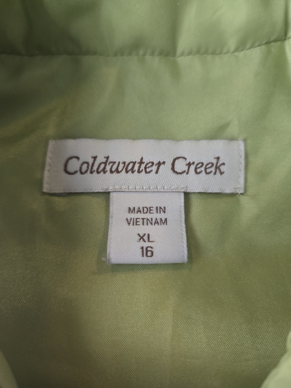 Coldwater Creek Light Green Quilted Vest XL (16) 8409 - Picture 3 of 5